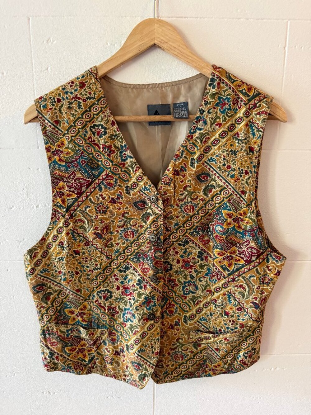 Vintage 90s Lizwear | Paisley Boho Eath Tones Eclectic Vest | Medium